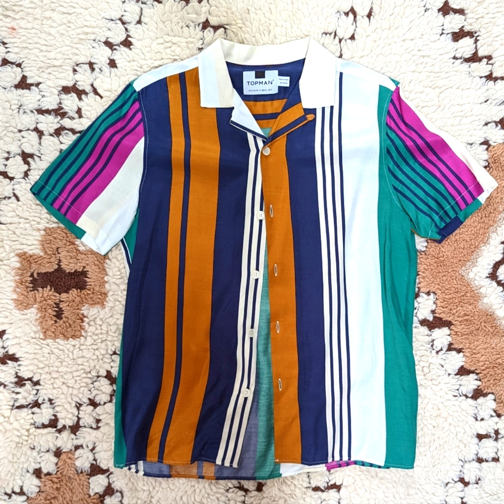 Topman Short Sleeve Revere Button Down Small